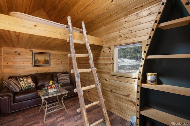 523 Pulver Rd, Lake George, CO 80827 - bedroom featuring wooden ceiling, wooden walls, and wood finished floors
