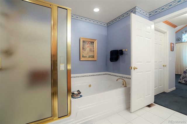 5155 W Quincy Ave Unit L101, Denver, CO 80236 - full bath with a bath, a shower stall, and tile patterned floors