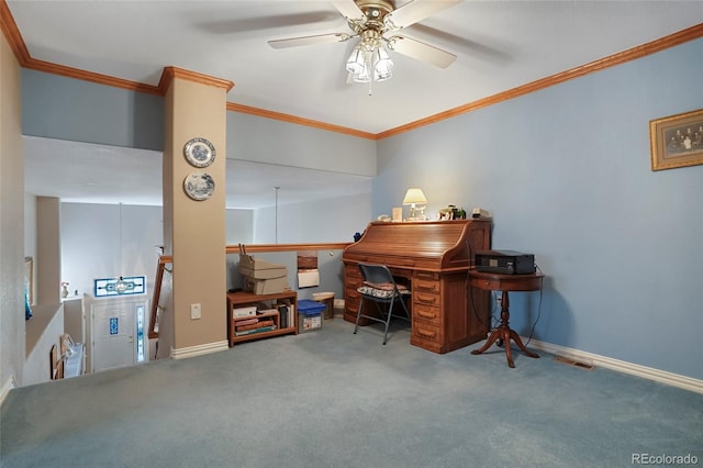 5155 W Quincy Ave Unit L101, Denver, CO 80236 - carpeted office with a ceiling fan and ornamental molding