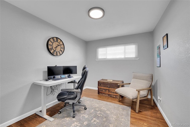 office space featuring light wood-type flooring