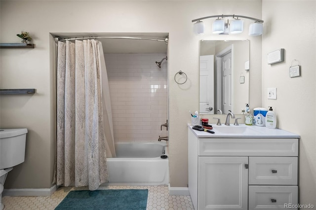 1775 Longbranch St, Strasburg, CO 80136 - bathroom featuring vanity, shower / bath combo, and tile patterned floors