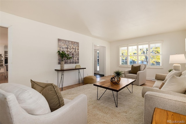 living room featuring light wood-type flooring