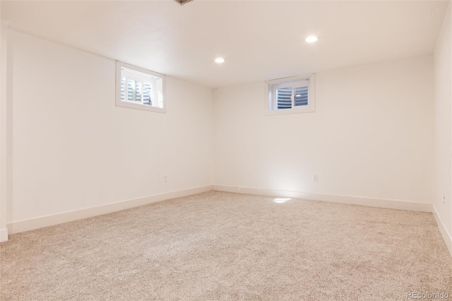 basement with carpet