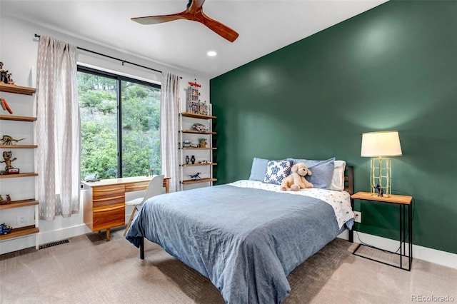 202 October Pl, Castle Rock, CO 80104 - bedroom featuring carpet flooring, a ceiling fan, baseboards, and recessed lighting