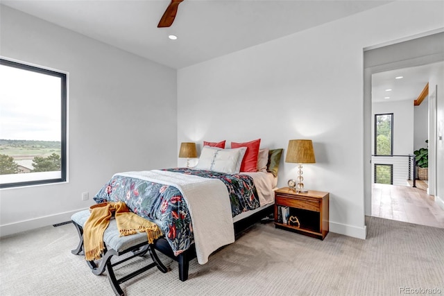 202 October Pl, Castle Rock, CO 80104 - bedroom featuring carpet, baseboards, recessed lighting, and a ceiling fan