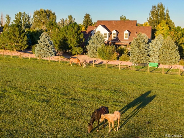 view of yard with a rural view