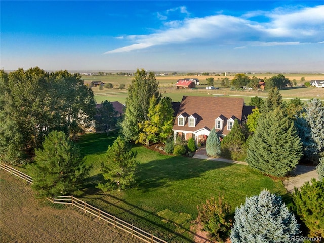 bird's eye view with a rural view