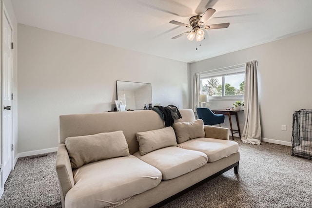7198 Eaton Ct, Arvada, CO 80003 - living area with ceiling fan, carpet flooring, and baseboards