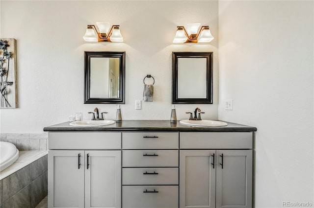 40051 Cold Iron Rd, Ramah, CO 80832 - full bath featuring double vanity and tiled bath