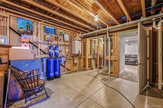 40051 Cold Iron Rd, Ramah, CO 80832 - unfinished basement featuring tankless water heater and a water softener system
