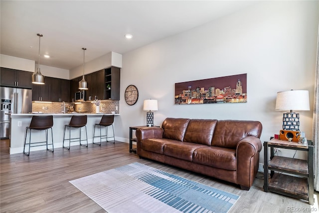 living room featuring light hardwood / wood-style floors