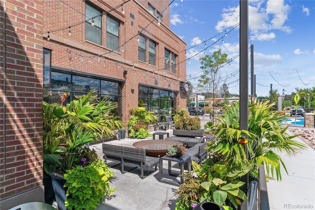 view of patio with an outdoor living space