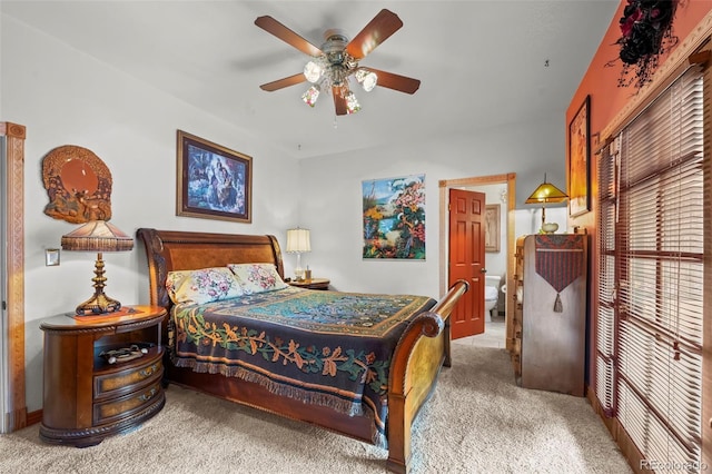 bedroom featuring a ceiling fan and carpet floors