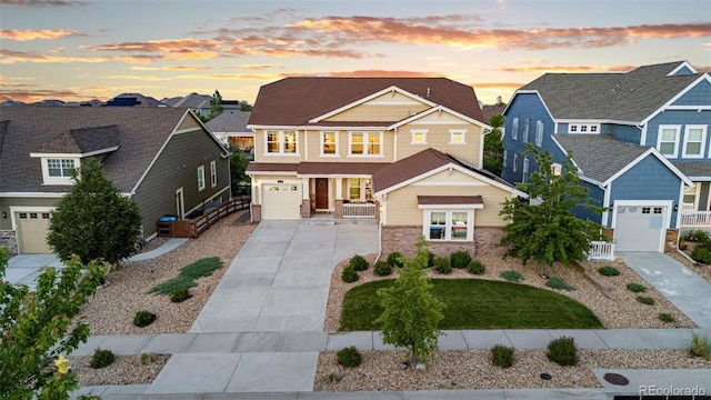 19894 W 94th Ln, Arvada, CO 80007 - craftsman-style house with driveway, a residential view, and stone siding