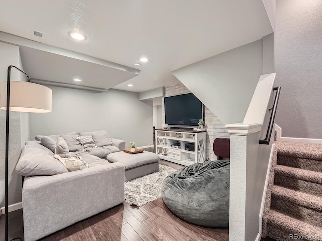 living room with hardwood / wood-style floors