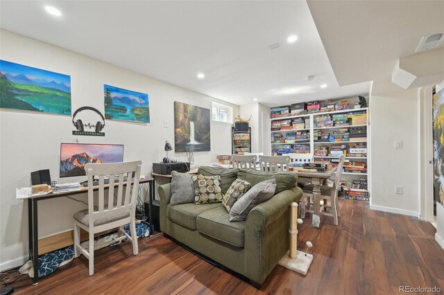 11360 Irma Dr, Northglenn, CO 80233 - office area featuring wood finished floors, baseboards, and recessed lighting