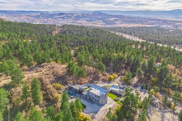 drone / aerial view with a mountain view