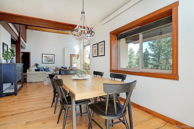 30220 Columbia Pt, Buena Vista, CO 81211 - dining area featuring light wood finished floors, baseboards, and a chandelier
