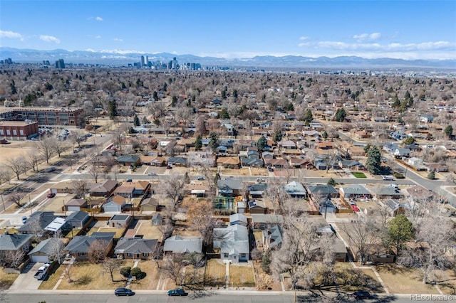 birds eye view of property featuring a residential view and a mountain view