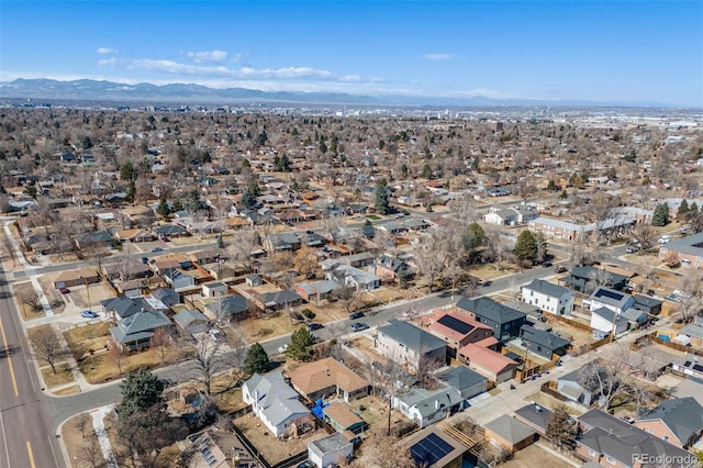 birds eye view of property with a residential view and a mountain view