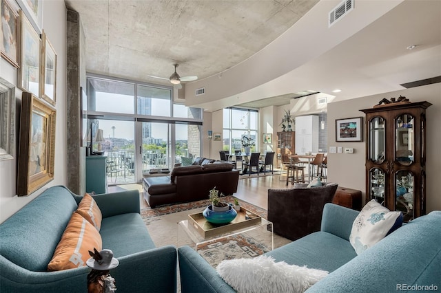 1700 Bassett St Unit 513, Denver, CO 80202 - living area featuring ceiling fan and wood finished floors