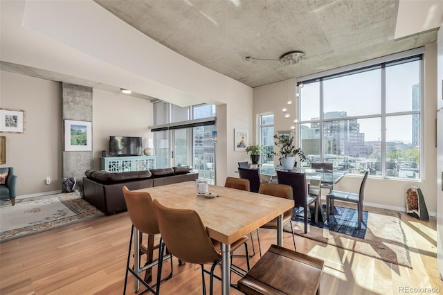 1700 Bassett St Unit 513, Denver, CO 80202 - dining room with light wood-type flooring and baseboards