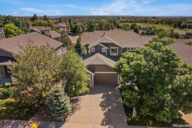 aerial view with a residential view