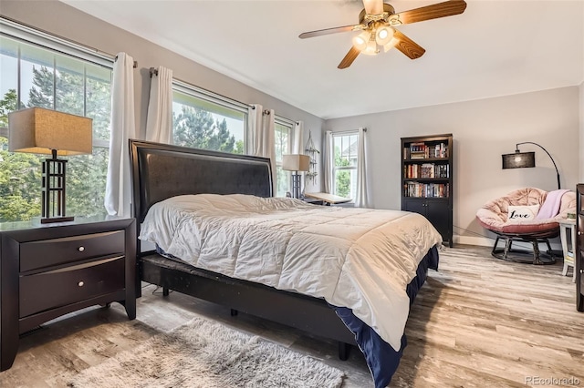 8317 Liverpool Cir, Littleton, CO 80125 - bedroom with wood finished floors, multiple windows, and a ceiling fan