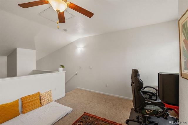 5800 Tower Rd Unit 610, Denver, CO 80249 - carpeted home office with vaulted ceiling and a ceiling fan