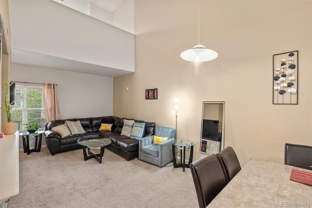 5800 Tower Rd Unit 610, Denver, CO 80249 - carpeted living area featuring a towering ceiling