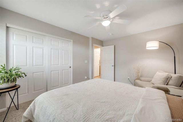 16839 Trail View Cir, Parker, CO 80134 - bedroom featuring a closet, carpet flooring, and a ceiling fan