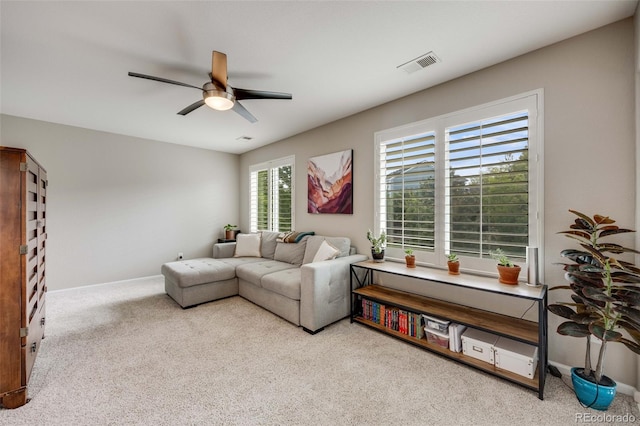 16839 Trail View Cir, Parker, CO 80134 - living room with carpet floors, ceiling fan, and baseboards