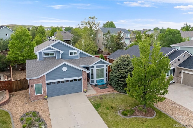 16839 Trail View Cir, Parker, CO 80134 - traditional-style home featuring concrete driveway, brick siding, a garage, and a residential view