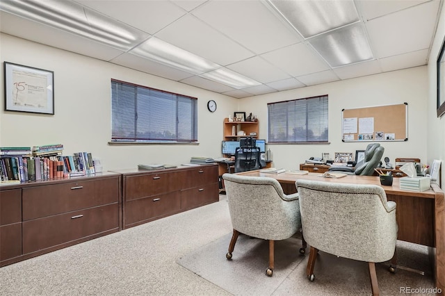 office featuring a paneled ceiling