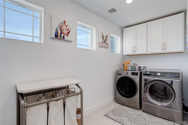 431 Courtfield Way, Castle Pines, CO 80108 - washroom with cabinet space, washing machine and clothes dryer, and recessed lighting