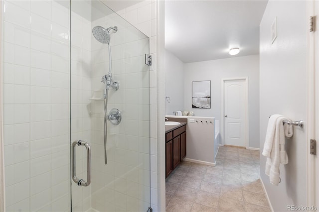 11364 Xavier Dr Unit 205, Westminster, CO 80031 - full bath with vanity, baseboards, visible vents, and a stall shower