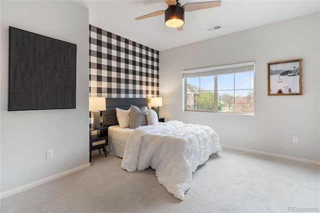 11364 Xavier Dr Unit 205, Westminster, CO 80031 - bedroom featuring baseboards, ceiling fan, carpet flooring, and visible vents