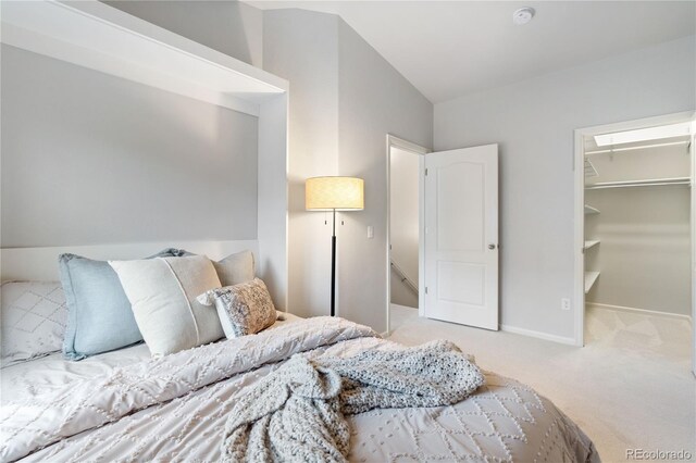 11364 Xavier Dr Unit 205, Westminster, CO 80031 - bedroom with baseboards, lofted ceiling, a spacious closet, and carpet
