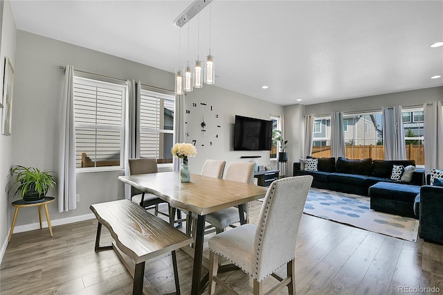 dining room with hardwood / wood-style floors