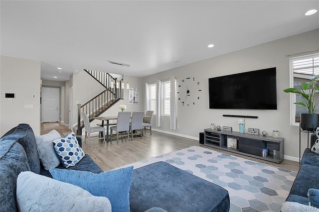 living room featuring wood-type flooring