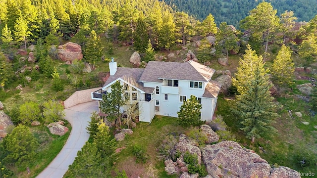 9001 Eastridge Rd, Golden, CO 80403 - view from above of property featuring a heavily wooded area