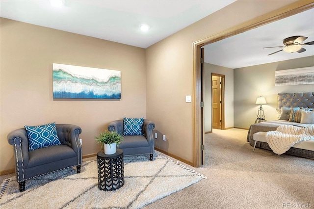 9001 Eastridge Rd, Golden, CO 80403 - living area featuring carpet floors, baseboards, and ceiling fan