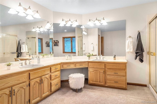 9001 Eastridge Rd, Golden, CO 80403 - full bathroom with a stall shower and double vanity