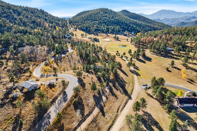 birds eye view of property with a mountain view