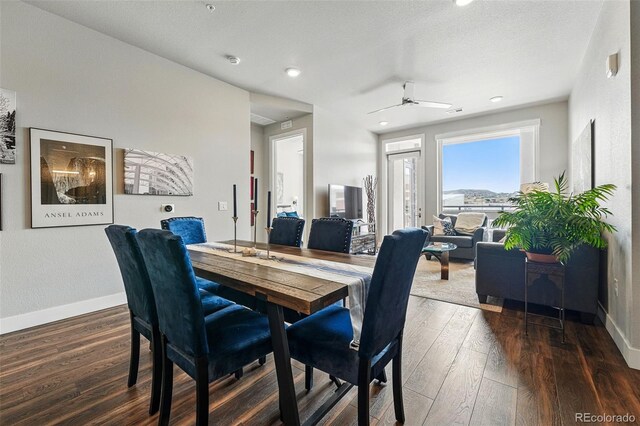 20 Wilcox St Unit 208, Castle Rock, CO 80104 - dining area featuring wood-type flooring and ceiling fan