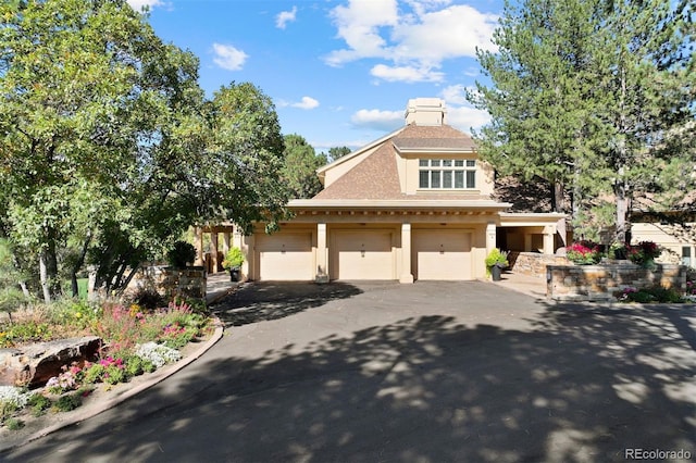 view of front of house with a garage