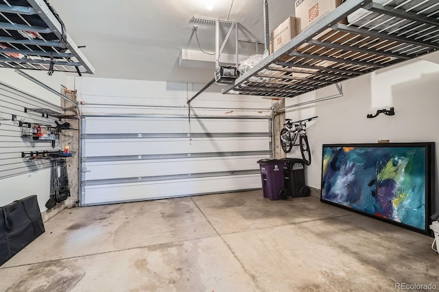 garage with a garage door opener