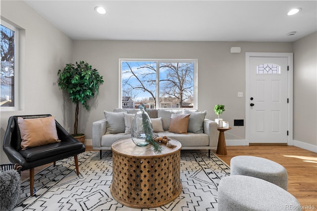 living room featuring light hardwood / wood-style floors