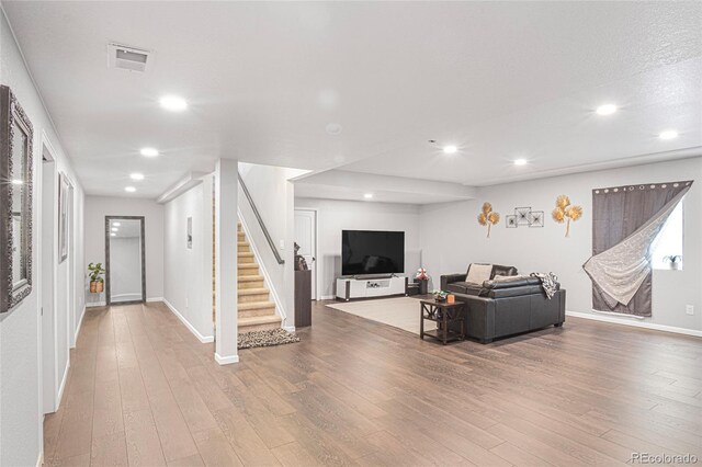 living room featuring hardwood / wood-style flooring