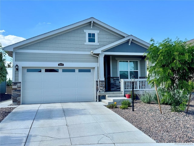 15979 Xanthia Way, Thornton, CO 80602 - craftsman inspired home with stone siding, covered porch, concrete driveway, and an attached garage